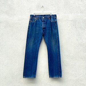 Men's Levi's 501 Red Tab Dark Wash Denim Blue Jeans Size 36 x 32